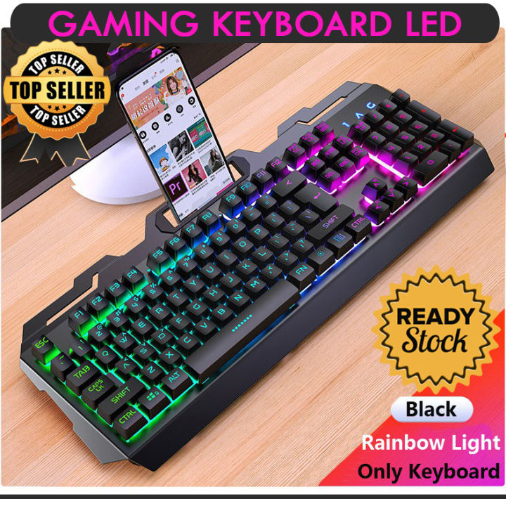 Gaming Keyboard LED Leopard G700 dengan Smartphone Holder Hp RGB