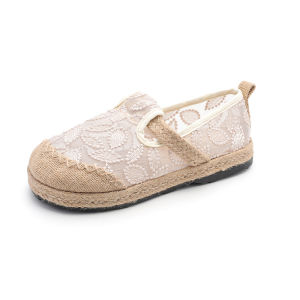 WomenS Cloth Shoes 2026 Summer New Linen Woven Vintage Embroidered Slip-On Half-Slipper WomenS Shoes