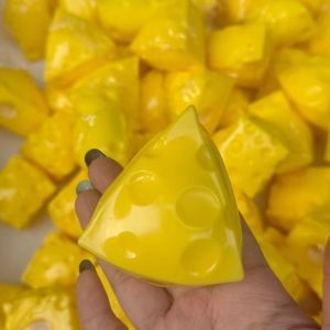 Cheese Stress Ball Crunchy Squeeze Ball Squishy Toy Round Blocks Filled Fidget Toy ASMR Sensory Anti Stress Relief Toy for Adult