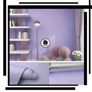 RW Wallpaper Foam Linen Ungu 3D 50cmx280cm Stiker Roll Dekorasi Dinding Kamar Premium Aestetic