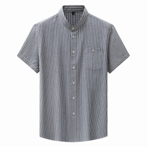 【Plus Size】60-175KG Men Oversized Big Size Loose Fashion Striped Business Short Sleeve Shirts