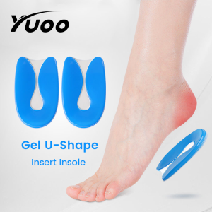 YUOO 1 Pair Silicone Gel Heel Cups Shoe Inserts U-Shape Plantar Fasciitis Heel Protector Shoe Insert Insole for Men Women