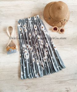 Rok panjang rok plisket motif bunga Daisy plisket hayget premium couple anak sampai dewasa