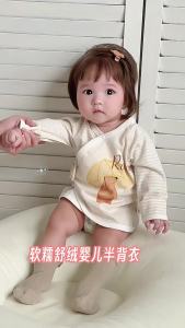 Baby 52 Half-back shirt a Cotton-like monk-style spring and autumn pajamas with Velcro half-back sleepwear for newborn babies