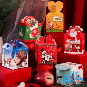 Set 10 Hộp Quà Noel Đựng Quà Giáng Sinh Nắp Gài Hoạt Hình Cute Nhiều Mẫu M3535