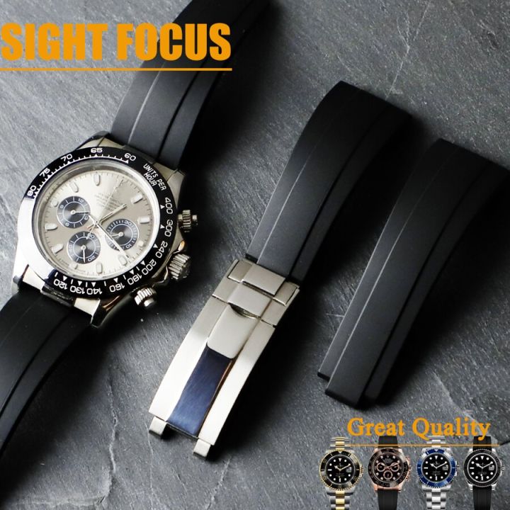 20mm Rubber Silicone Watch Band for Rolex Strap Daytona Submariner ...