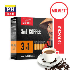 Mr. Viet 3-in-1 Instant Coffee 15 Sachets – Authentic Vietnamese Blend Creamy & Bold Enjoy Hot or Cold