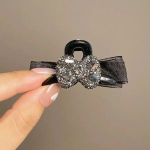 2Pcs Korean AB Double-layer Mesh Bow Hairpin Women Girls Sweet Sparkling Diamond Small Grab Clip Student Fashion Elegant Hair Accessories