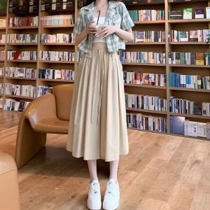 Quick drying womens high waisted pleated wide leg loose casual pants