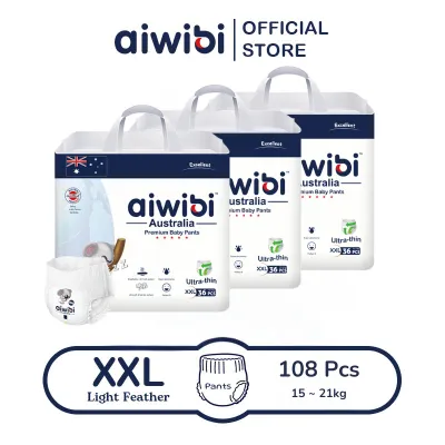 (3Pack) Aiwibi Natural Premium Big Pack Diaper Pants Baby diaper Ultra-thin Soft diapers Bundle diapers - M/L/XL/XXL/XXXL