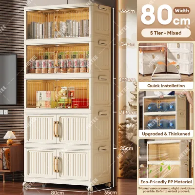 HETEEMALL 40-95CM Foldable Stackable Wardrobe Cabinet with Wheel durabox Plasticclothes storage organizerr cabinet for clothes