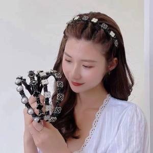 EMS Korean Fashion New Pearl Headband with clip for women Bangs Hairpin Barrettes Head band hairclip