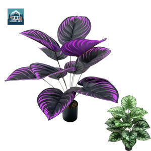 Purple Leaf Artificial Plant Simulation Pot Bonsai Flower Ornament for Hotel Room Office Desktop Decoration