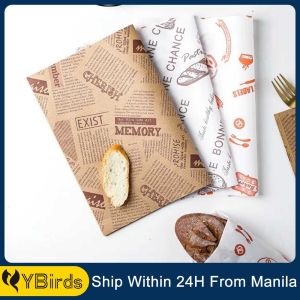 50/100Pcs Greaseproof Baking Paper Waterproof Sandwich Wrappers Paper Wax Paper Sheets Newsprint Newspaper Theme Wrapping Sheets Food Basket Liners Cake Baking Wrapper for Holiday and Home Parties