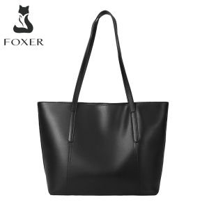 FOXER Womens Handbags Split Leather Commute Casual Totes Large Capacity Office Lady Shoulder Bags Female Top Handle Purse