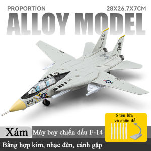 Đồ chơi mô hình máy bay chiến đấu F-14 bằng hợp kim có nhạc đèn kèm chân đế 6 tên lửa phóng