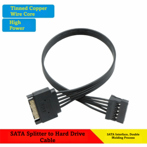 LONGB 22/32cm SATA Power Cable 15Pin Male/Female Y-Splitter Design SATA Power Extension Cable High Quality Durable Power Splitter Cable