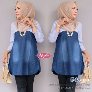 ELLI TUNIK / DUTA TUNIK / TUNIK KOMBINASI KOTAK / ATASAN WANITA JEANS