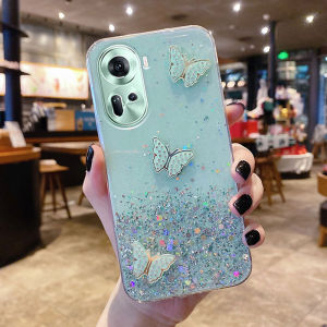 Phone Casing OPPO Reno11 5g Reno11pro 5g Reno10 pro pro+ 5g with Butterfly Shiny Sequins Starry Sky Design Transparent Soft Silicone Case OPPO Reno11 pro 5g Pretty Phone Casing Cover