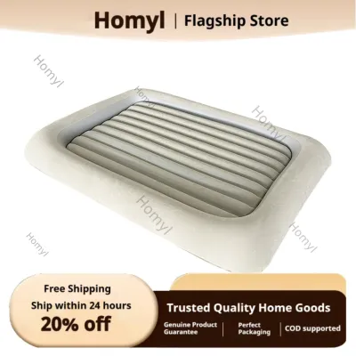 Homyl Portable Toddler Travel Bed with Safety Barriers Flocked Top Inflatable Travel Bed with Safety Barriers Quick Inflation Kids Air Mattress Leak-Resistant for Toddlers Families Grandparents Camping Sleepovers Home Use Visiting Relatives