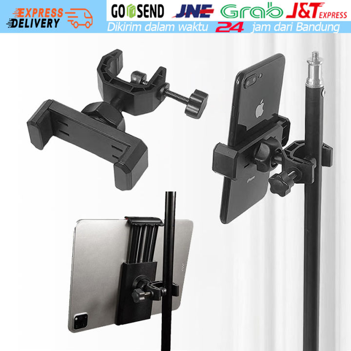Universal Clamp Plus U Penjepit Hp Mount Holder Smartphone Jepitan Baut Di Tripod Monopod Untuk Vlog / Live Streaming