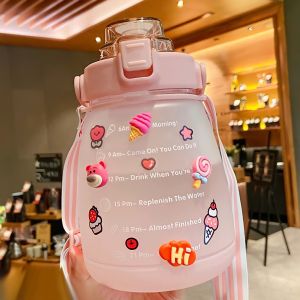 BOTOL MINUM GENDUT 14 LITER LUCU QUTFIT BOTTLE FREE 2D & 3D STIKER VIRAL KOREA GRADASI TRITAN 14 LITER TUTUP FLIP DENGAN SEDOTAN