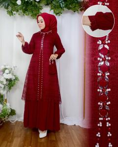 VF Gamis Shelvia Dress / Kebaya TERBARU / SERAGAMANA PESTA OOTD / Gamis Brukat Tille Mix Payet Mix Ceruty Baby Doll