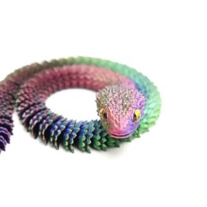 Local 3G Printed Luminous Snake Movable Joint Simulation Luminous Snake Figurine Creative Home Office Desktop Decoration Birthday Gift Crafts