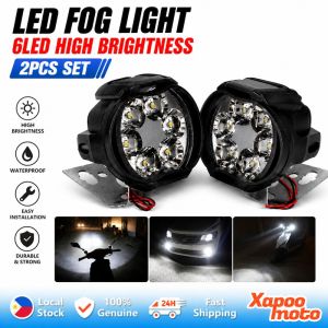 2PCS 6 LED Super Bright Headlight Waterproof Fog Light Universal Car Lamp Pair for Motorcycles General Accessories Parts Spot Light