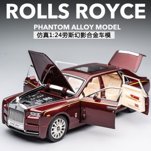 1:24 sound and light pull back car model alloy sports car model childrens toys Rolls-Royce Phantom ornaments collection