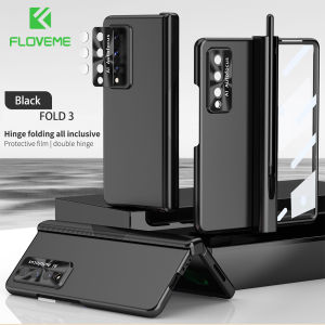 [With Lens Protection] FLOVEME Magnetic Hinge Phone Case For Samsung Galaxy Z Fold 5 Fold 4 Fold 3 5G Matte Glass Film Armor Cover Pen Slot Shockproof Back Cover For Galaxy Z Fold 5 Fold 4 Fold 3