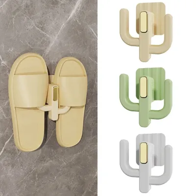Wall Mounted Slipper Rack Bathroom Hanging Shelf Self-adhesive Toilet Drainage Rack Bedroom Storage Hook Shoes Drying Rack