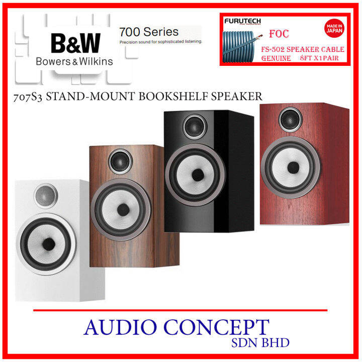 B&W Bowers&Wilkins 707 S3 Stand-Mount Bookshelf Speaker (700 Series S3 ...