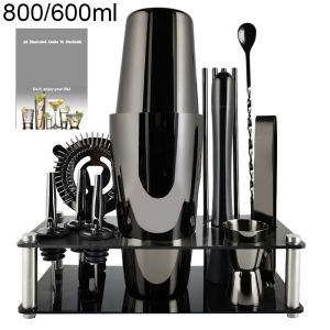 Cocktail Shaker Boston Shakers Set Kit Bartender Thép Không Gỉ 800/600Ml 550Ml Bartending Kit 3-12Pcs Thanh Công Cụ Thiết Lập Với Đứng