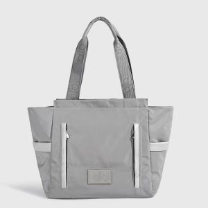 ALO Side Pocket Work Tote Bag Contrast Zipper Decor Nylon Large Capacity Yoga Commute Shoulder Bag