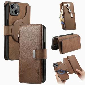 Zipper Cards Solt Wallet Leather 2 in 1 Wireless Charging Case For iPhone 15 16 Pro Max 14 Plus 13 12 11 XS Detachable Bag Cover