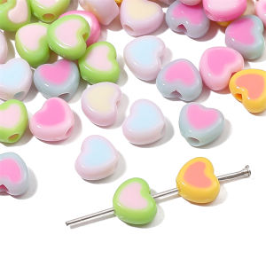 30Pcs 8mm Double Colorful Acrylic Heart Beads Charms for Jewelry Making DIY Earring Bracelet Necklace Accessories