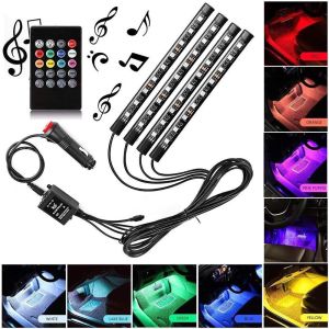 ไฟส่องเท้า เปลี่ยนสี 16สี กระพริบตามจังหวะเพลงอัตโนมัติ ไฟ4ซ่อ+รีโมท 12V