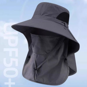 UV Protector Cap Breathable Big Brim Outdoor Sun Hat with Face Neck Flap Woman Working Fisherman Hat