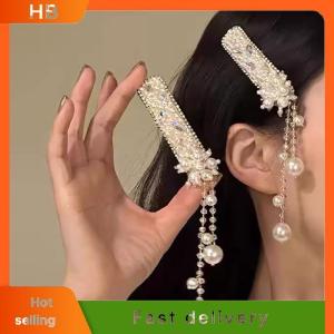 HB Inlaid Rhinestone Bow Tassel Hair Clip For Women Temperament Sweet Hairpin High-end Side Bangs Clip Fashion Hair Accessories