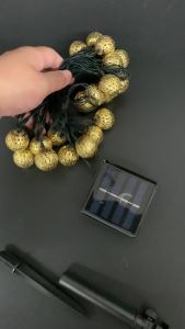 Solar Led String Light 8 Modes Outdoor Lights For Garden Powered Patio Christmas Ball For Fence Holiday Festive Fairy Globe Waterproof Backyard Decoration Blister Warm Gold