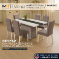 Set Meja Makan MetaHome ESSENZA 4.5FT Rectangle Marble Dining Set Table + 8 Chairs Package Home Furniture. 