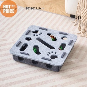 Cat Puzzle Toy Cat Felt Puzzle Box With Ball Interactive Cat Agility Toys Pet Teasing Bell Maze Box