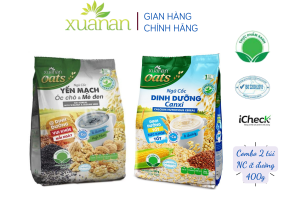 Combo 2 túi: Ngũ Cốc Yến Mạch Óc Chó Và Mè Đen 400G + Ngũ Cốc Dinh Dưỡng Canxi 400G [ít đường]
