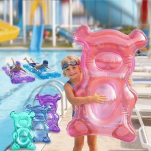 DFGFIN Thickened Inflatable Pool Float Swimming Pool Toy Bear Shaped Bear Water Surfboard Cute PVC Portable Floating Board Kids