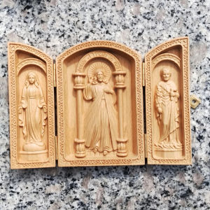 3pcs Gifts Christian  catholic wooden statue  Of Our Lady Of Jesus Ornament  Holy Statue  Relic Saints Wood Church Core Box/J146