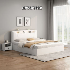 Simple modern solid wood bed single/double bed master bedroom big bed solid wood bed 150/200CM bed frame big bed solid wood bed Nordic home bed simple modern solid wood bed