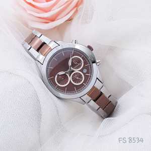 JAM TANGAN TERBARU FS 8534 CHRONO AKTIF TANGGAL AKTIF JAM TANGAN ANALOG RANTAI STAINLESS STELL JAM TANGAN WANITA  MEWAH ELEGAN COD