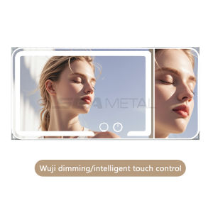 SEAMETAL ที่บังแดดในรถยนต์ หน้าจอสัมผัสปรับความสว่างได้ 3 โหมดแต่งหน้าสลับชาร์จกระจกโต๊ะเครื่องแป้ง