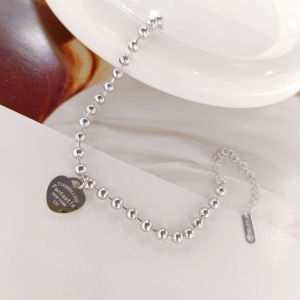 Ladamas Gelang Titanium Anti Karat Dengan Liontin Hati Love Berkilau Mewah Fashion Harian GT32